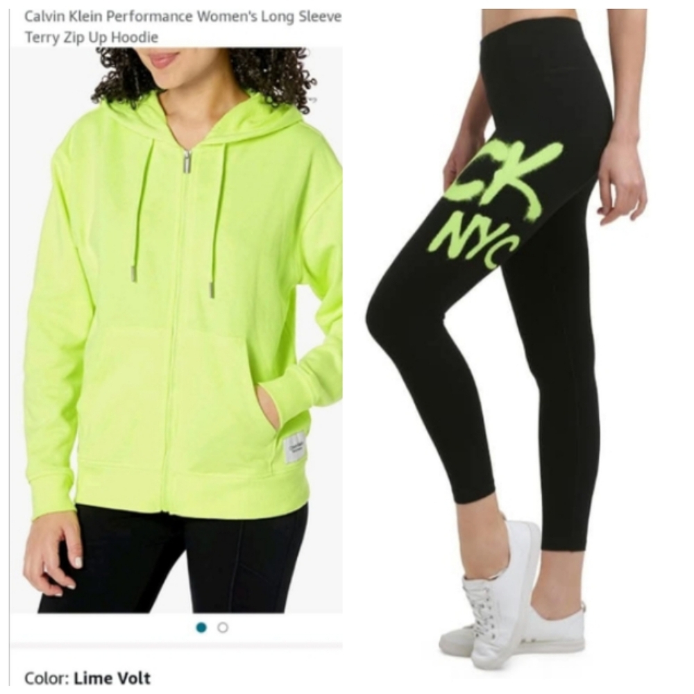 Calvin Klein Performance Women's Lime Volt Full Zip Hoodie & Matching Leggings